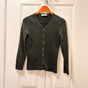 Vintage Pearls & Cashmere Silk Cashmere Cardigan Grey